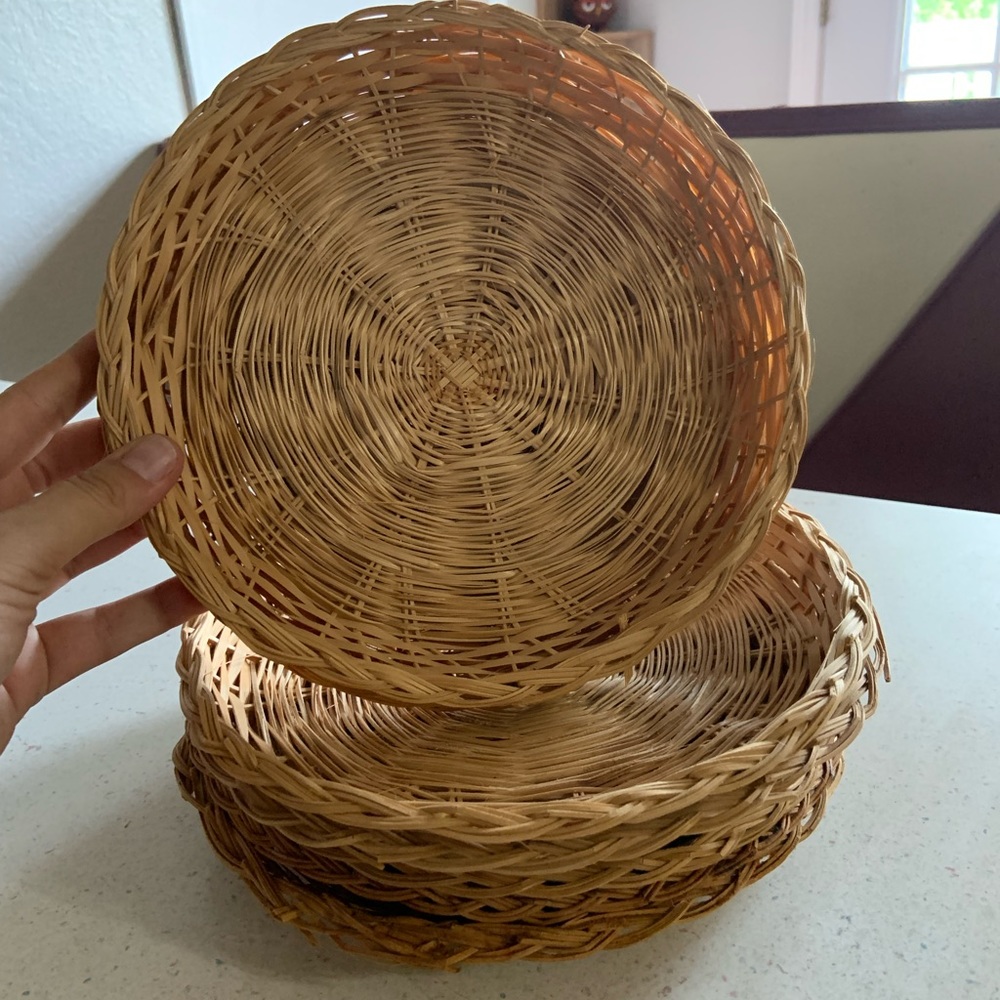 8 Wicker Chargers Boho Decor Kitchen Wall Decor